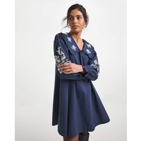 Embroidered Collar Detail Shirt Dress