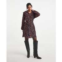 Frill Detail Shirt Dress Ditsy Print