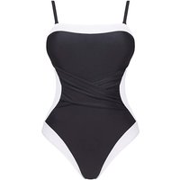 Tummy Control Swimsuit Black White