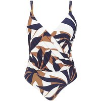 Twist Front Blouson Swimsuit Leaf Print
