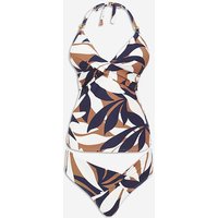 Twist Front Tankini Set Leaf Print