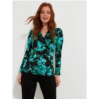 Hallie Jersey Print Wrap Top Multi