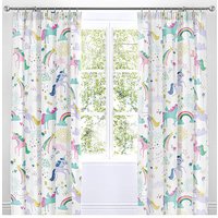 Rainbow Unicorn Pleat Curtains x 183cm