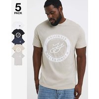 & Theo Logo T Shirt 5 Pack