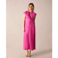 & Satin Keyhole Front Maxi Dress &