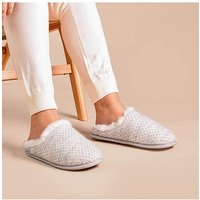 Sparkle Knit Mule Slippers Light Grey