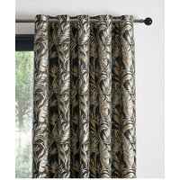 Paradise Palm Jacquard Eyelet Curtain Gold x 183cm
