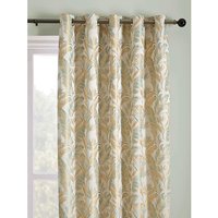 Paradise Palm Jacquard Eyelet Curtain Teal Gold x 137cm