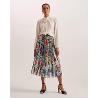 Floral Pleated Midi Skirt Multi