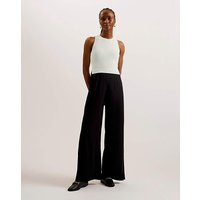 Knit Bodice Wide Leg Jumpsuit Black White