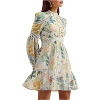 Tealan Linen Floral Mini Dress