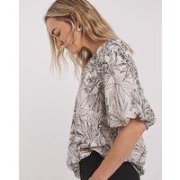 Short Bubble Sleeve Top Floral