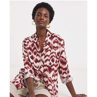 Dipped Back Shirt Ikat Print