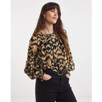 Printed Georgette Button Through Blouse Abstract Print