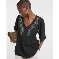 Embroidered Smock Top