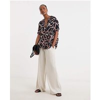 Printed Linen Mix Tunic Top Print