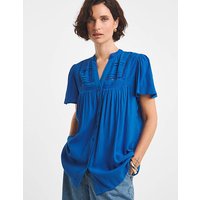 Textured Crinkle Ladder Insert Blouse