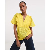 Broderie Frill Jersey Back Top