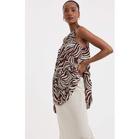 Textured Crinkle Halter Top Print