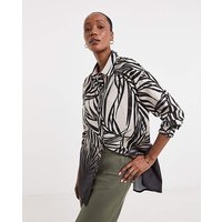 Printed Textured Long Sleeve Shirt Mono Print
