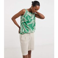Slash Neck Linen Mix Shell Top Print