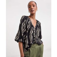 Button Through Blouse Print JD Williams