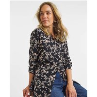 Dipped Back Viscose Shirt Floral Print