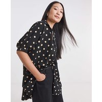 Printed Oversized Blouse Spot Print