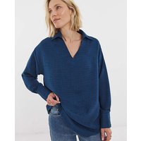 Collar Detail Popover Blouse