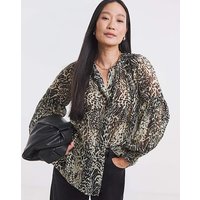 Georgette Collarless Blouse Abstract Print