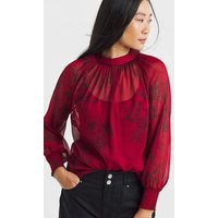 High Neck Chiffon Blouse Floral