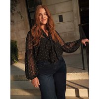 Georgette Collarless Blouse Spotted