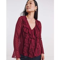 Dobby Ruffle Front Blouse
