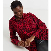 Dipped Back Long Sleeve Shirt Animal Print