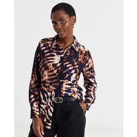 Dipped Back Long Sleeve Shirt Abstract Print