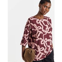 Half Sleeve Boxy Top BOW Print