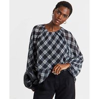 Check Volume Sleeve Blouse Check