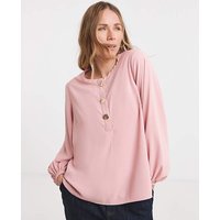 Button Detail Volume Sleeve Blouse