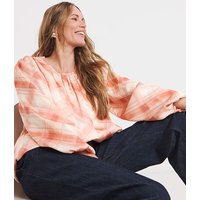 Bubble Sleeve Bubble Hem Top Check