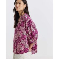 Collarless Oversized Blouse Floral