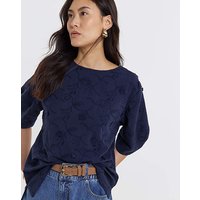 3D Floral Structured Sleeve Top JD Williams