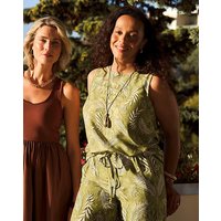 Linen Mix Shell Top Palm Print