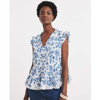 Printed Frill Sleeve Vest Print