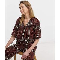 Collarless Button Through Blouse Palm Print