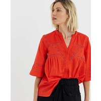 Cotton Dobby Trim Blouse