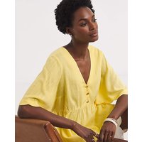Linen Mix Scallop Hem Top