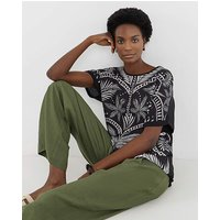 Short Sleeve Boxy Top Mono Palm