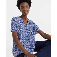 Crinkle Tie Front Blouse Print
