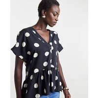 Short Sleeve Button Through Top Spot Print