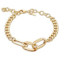 9ct Yellow Gold Curb Station Bracelet 1 2